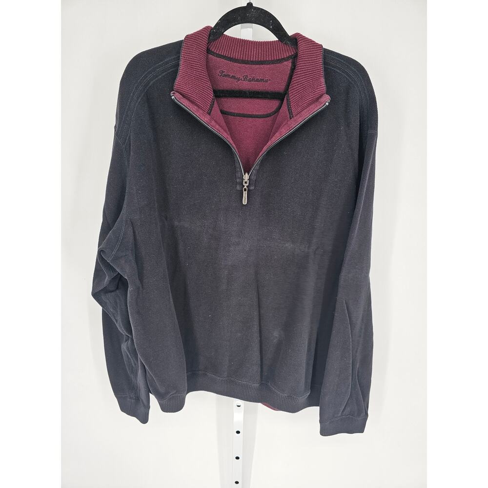 Tommy Bahama Men's Long Sleeve Black Zip-Up Casual Sweater Size XXL